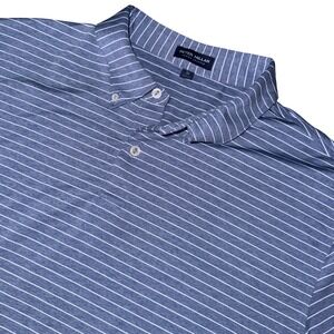 Peter Millar Crown Crafted Mens Blue Stripe Polo Shirt Golf Casual XL